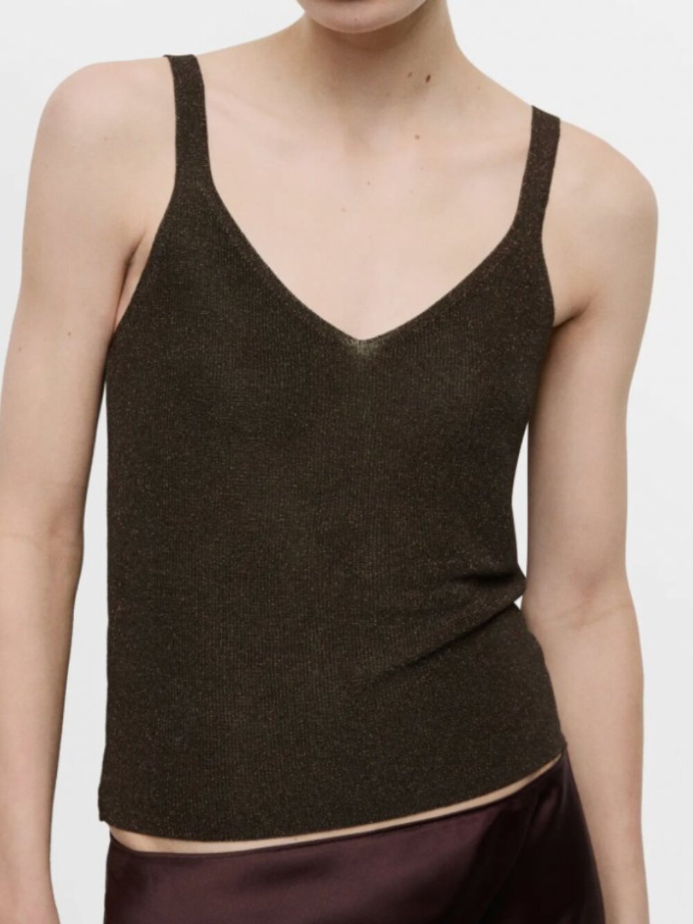 Mango Shimmering Brown Camisole Top